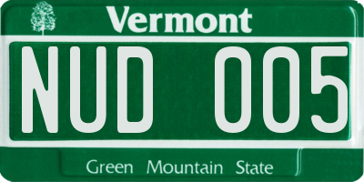 VT license plate NUD005