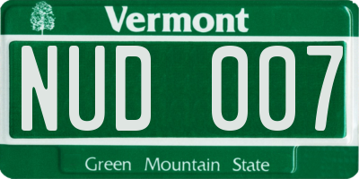 VT license plate NUD007