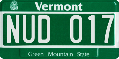VT license plate NUD017
