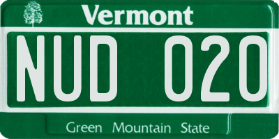 VT license plate NUD020