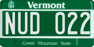 VT license plate NUD022