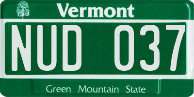 VT license plate NUD037