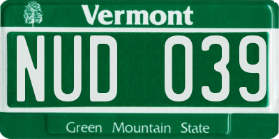 VT license plate NUD039
