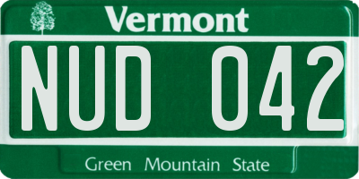 VT license plate NUD042