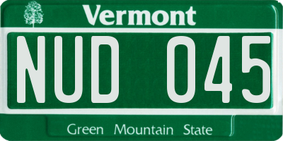 VT license plate NUD045
