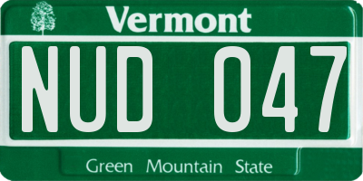 VT license plate NUD047