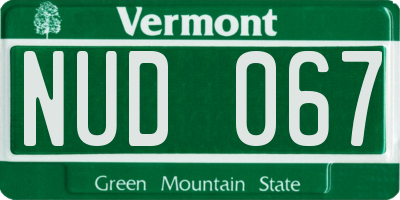 VT license plate NUD067