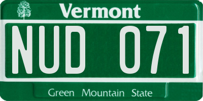 VT license plate NUD071