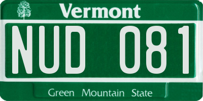 VT license plate NUD081