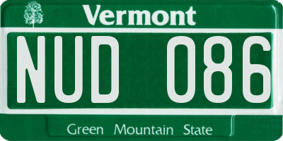 VT license plate NUD086