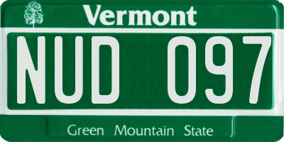 VT license plate NUD097