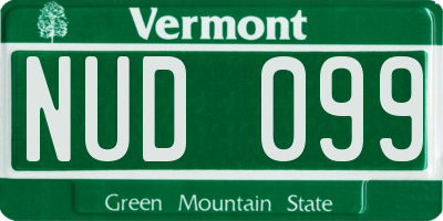VT license plate NUD099