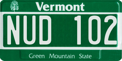 VT license plate NUD102