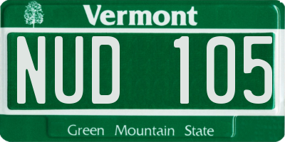 VT license plate NUD105