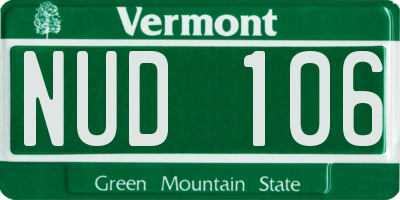 VT license plate NUD106
