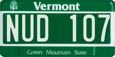 VT license plate NUD107
