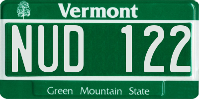 VT license plate NUD122