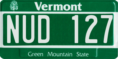 VT license plate NUD127