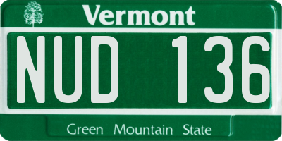 VT license plate NUD136