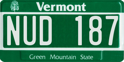 VT license plate NUD187