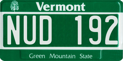 VT license plate NUD192