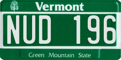 VT license plate NUD196