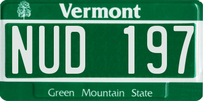 VT license plate NUD197