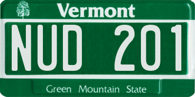 VT license plate NUD201