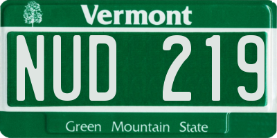 VT license plate NUD219