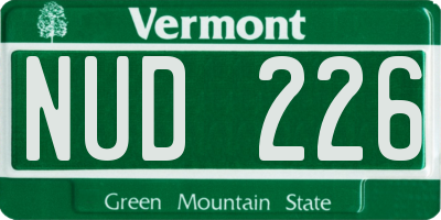 VT license plate NUD226
