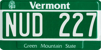 VT license plate NUD227