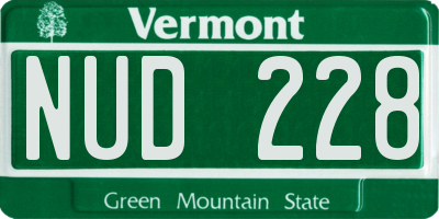 VT license plate NUD228