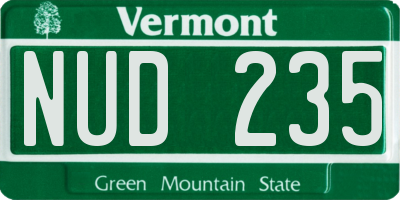 VT license plate NUD235