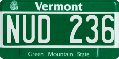 VT license plate NUD236