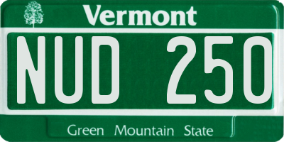 VT license plate NUD250