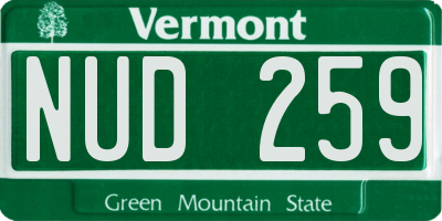 VT license plate NUD259