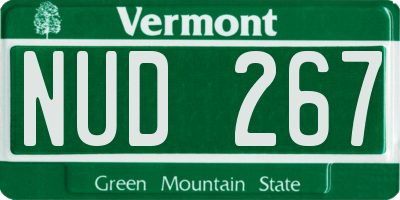 VT license plate NUD267