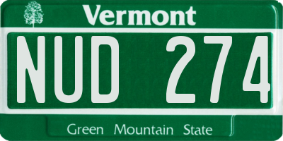 VT license plate NUD274