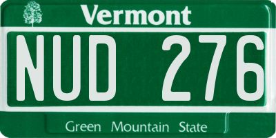 VT license plate NUD276