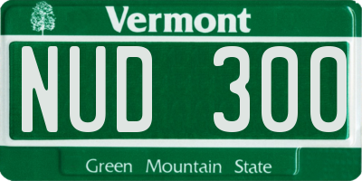 VT license plate NUD300