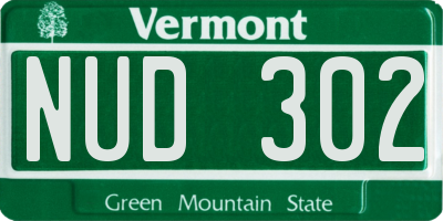 VT license plate NUD302