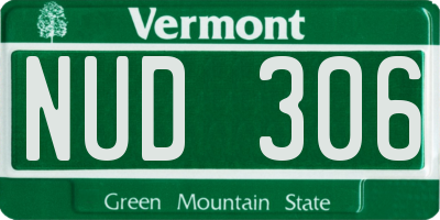 VT license plate NUD306