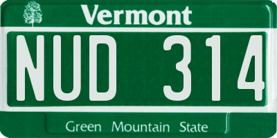 VT license plate NUD314