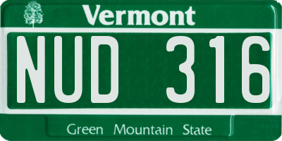 VT license plate NUD316