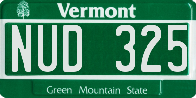 VT license plate NUD325