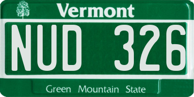 VT license plate NUD326