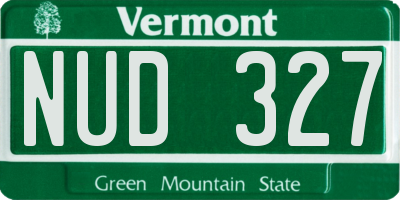 VT license plate NUD327