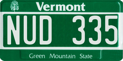 VT license plate NUD335