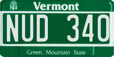 VT license plate NUD340