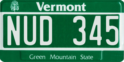 VT license plate NUD345